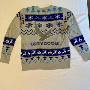 Men's Festive Gray Goose Vodka Holiday Crewneck Sweater - Gray and Blue